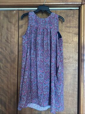 GAP Navy Paisley Print Sleeveless Dress with Pink and Orange Accents